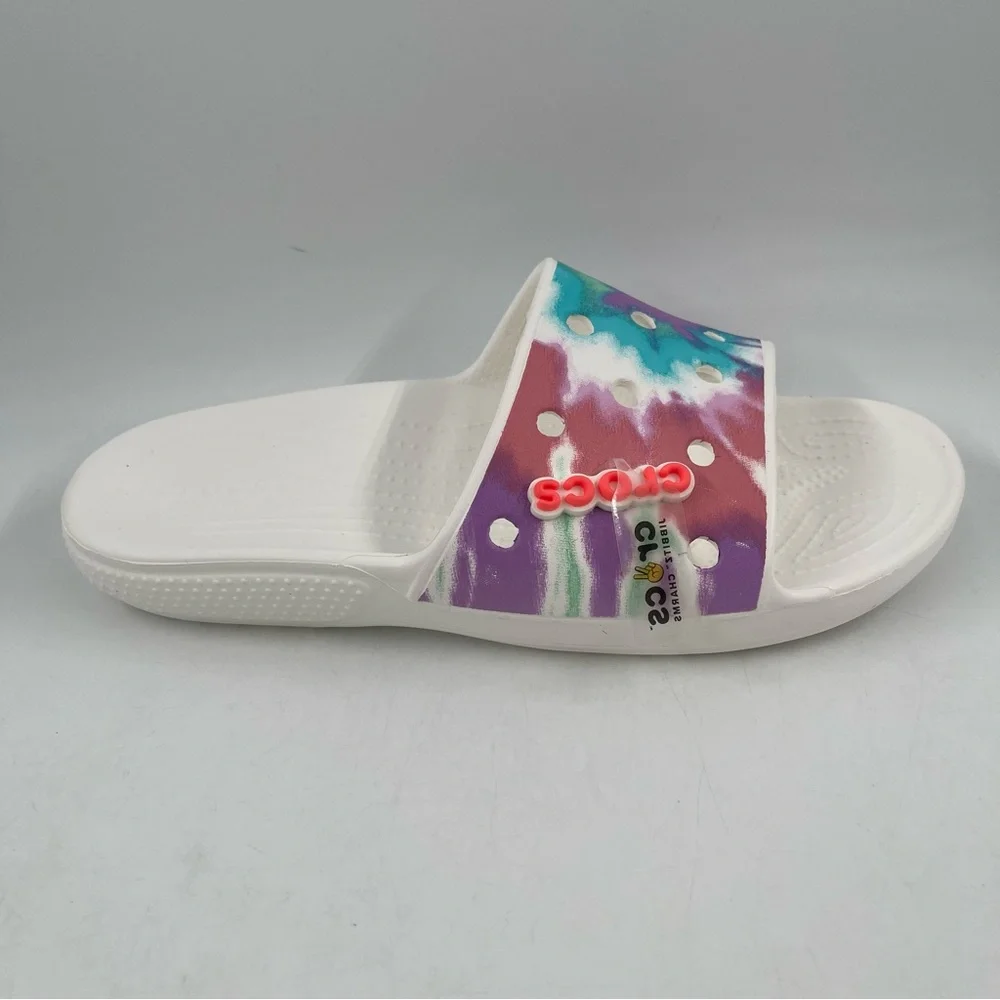 NWT👞Crocs Unisex Classic II Tie Dye Graphic White Slide - Size Men-7 | Women-9